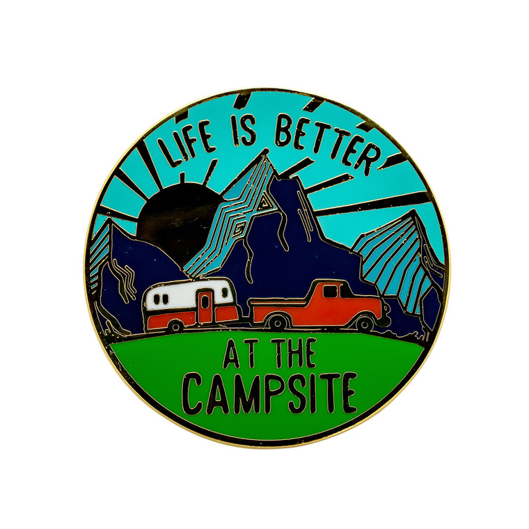 Camco 53265 "Life is Better at the Campsite" Enamel Pin - Sunrise - 53265