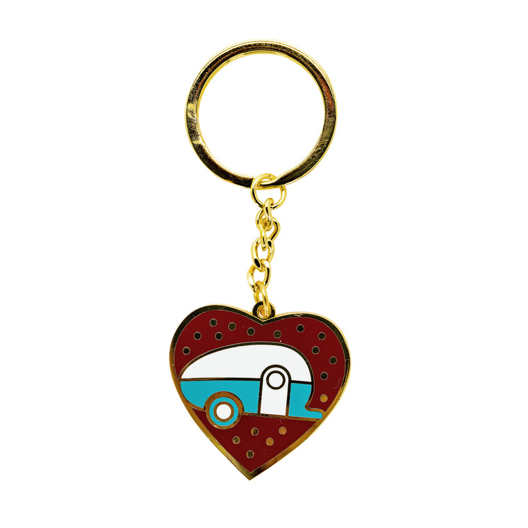 Camco 53287 "Life is Better at the Campsite" Keychain - Red Heart with Teardrop Trailer - 53287