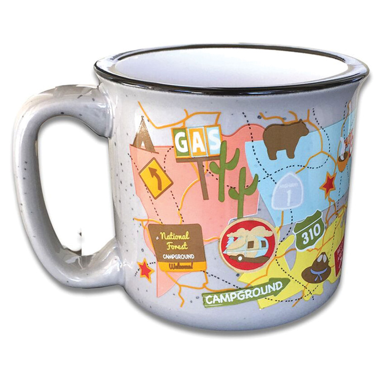 Camp Casual CC-004TMG Ceramic Mug - Travel Map - CC-004TMG