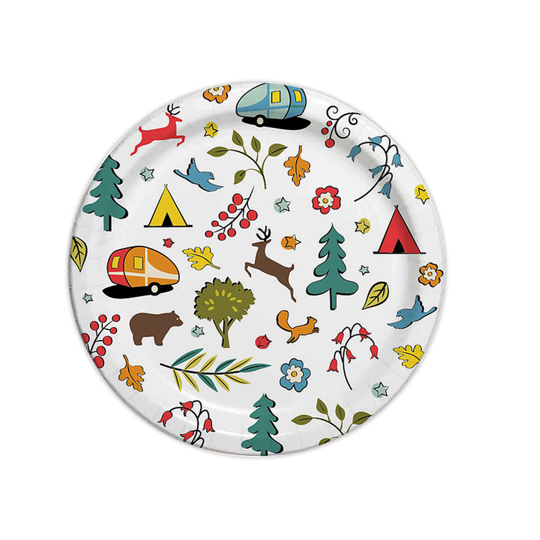 Camp Casual CC-007W10 Into the Woods Eco-Friendly Paper Plates - 10-1/16" Diameter, Pack of 24 - CC-007W10