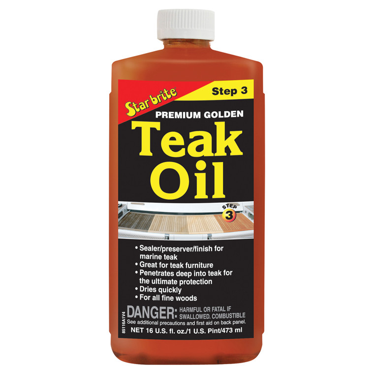 Star brite 085116PW Premium Golden Teak Oil Step 3 - 16 oz - 085116PW