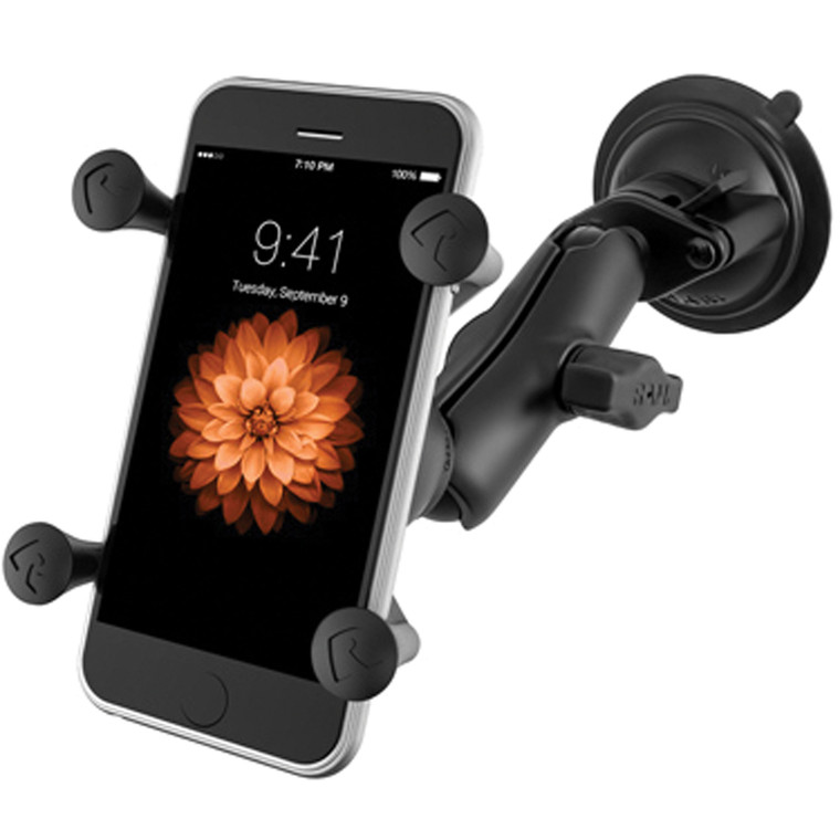RAM Mount RAM-B-166-UN7 Twist Lock Suction Cup Mount with Universal X-Grip Mobile Phone Holder - RAM-B-166-UN7 RAM Mount RAM-B-166-UN7 Twist Lock Suction Cup Mount with Universal X-Grip Mobile Phone Holder - RAM-B-166-UN7