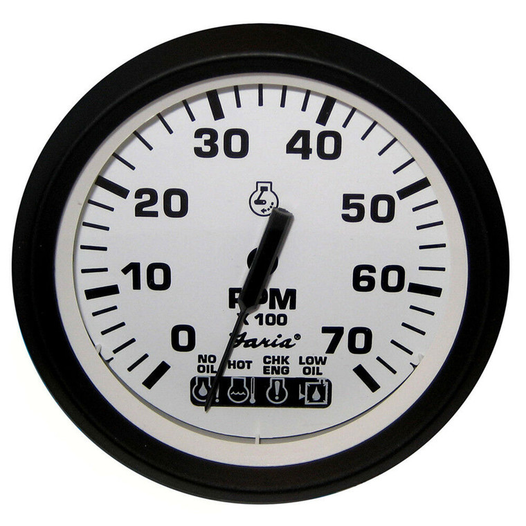 Faria 32950 Euro Tachometer 7 Gauge with System Check Indicator - White, 4" - 32950