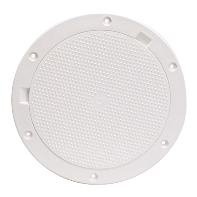 Beckson DP83-W Pry-Out Deck Plate - 8" with Pebble Center, White - DP83-W
