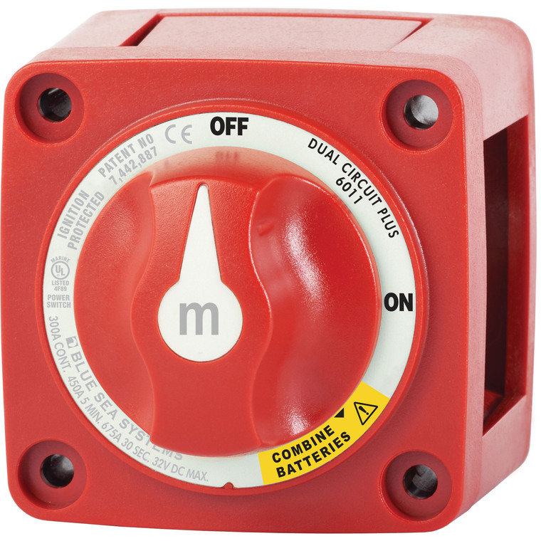 Blue Sea Systems 6011-BSS m-Series Mini Dual Circuit Plus Battery Switch - Red - 6011-BSS