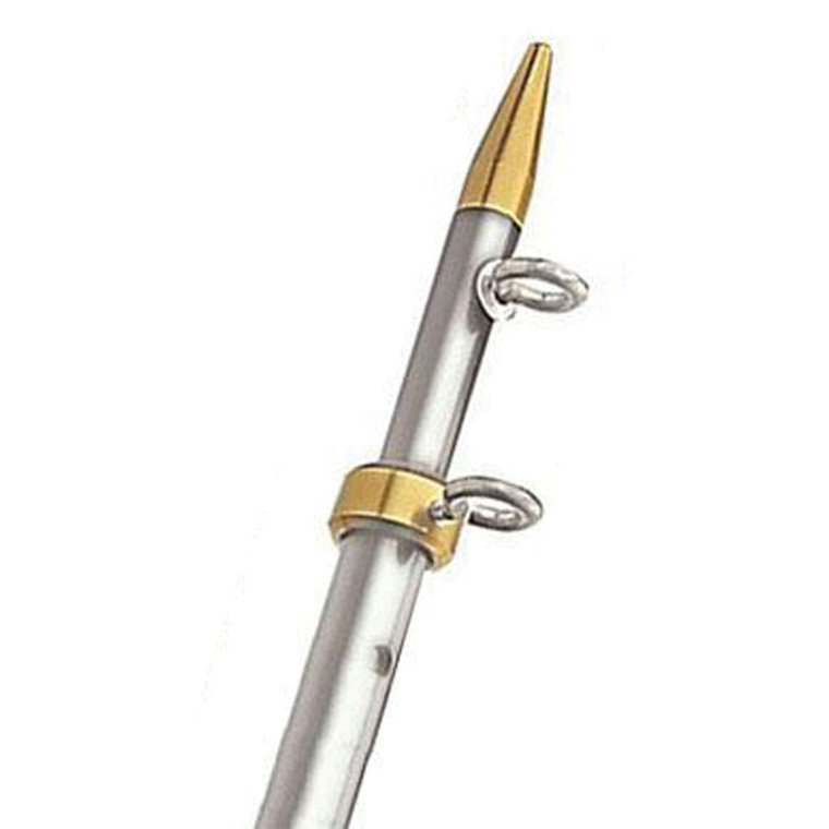 TACO Marine OT-0441VEL15 Aluminum Tele-Outrigger Pole - 1-1/8" x 15', Silver/Gold - OT-0441VEL15