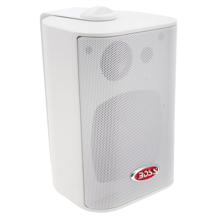 Boss Audio Systems MR4.3W 3-Way 200W Marine Box Speakers - 4", White Pair - MR4.3W
