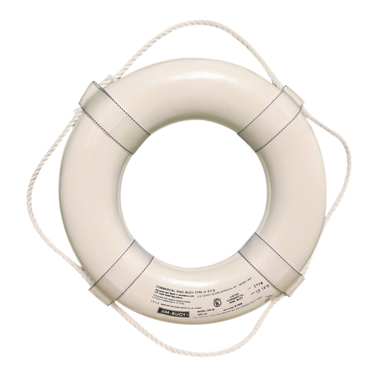 Jim-Buoy G-19 U.S.C.G. Approved G-Series Life Ring - 19", White - G-19