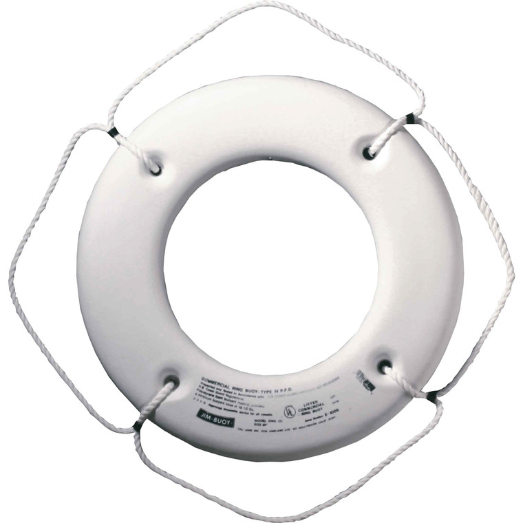 Jim-Buoy HS-20 W U.S.C.G. Approved Hard Shell Series Life Ring - 20", White - HS-20 W