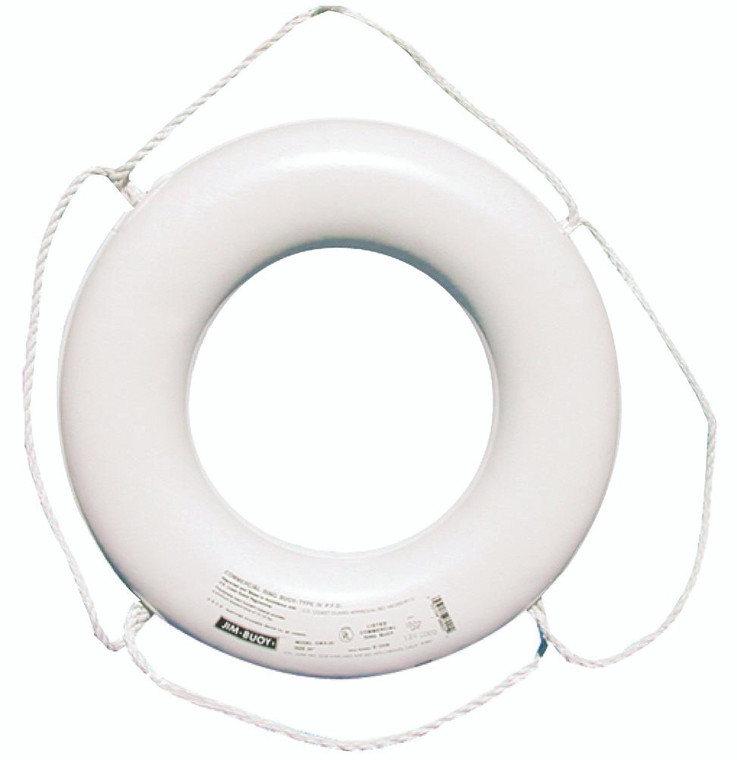 Jim-Buoy JBW-X-30 U.S.C.G. Approved JBX-Series Life Ring - 30", White - JBW-X-30