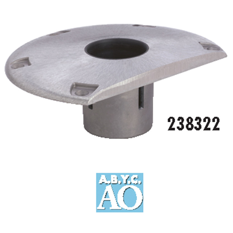 Attwood 238322-1 238 Series Socket Base - Aluminum, 9" D-Shaped - 238322-1