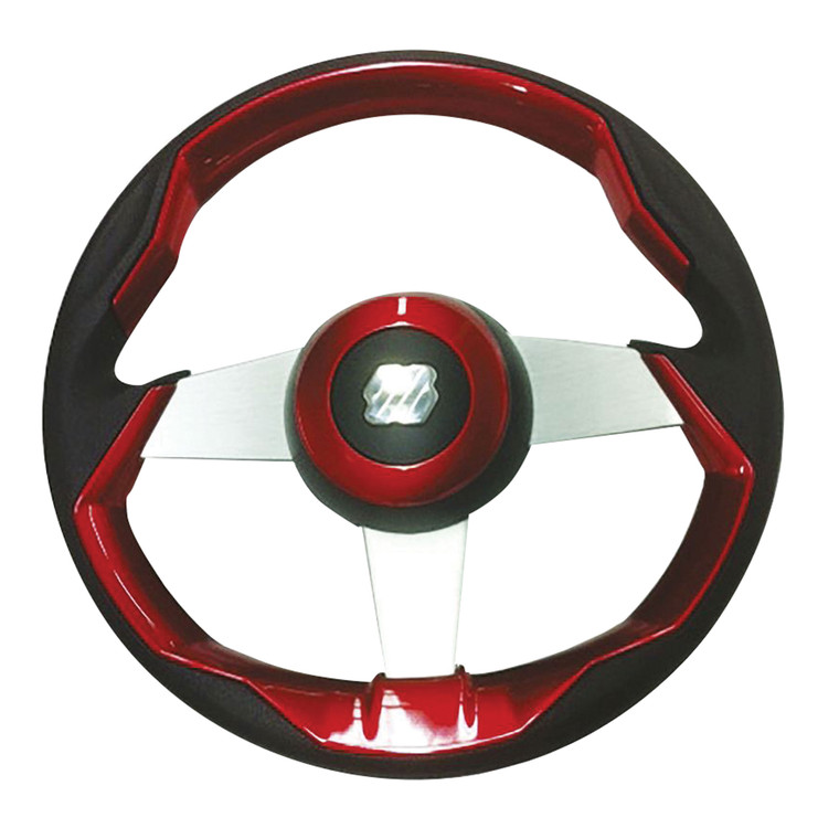 Uflex G69481J GRIMANI 13.8" Steering Wheel with Silver Spokes - Red - GRIMANI R/S
