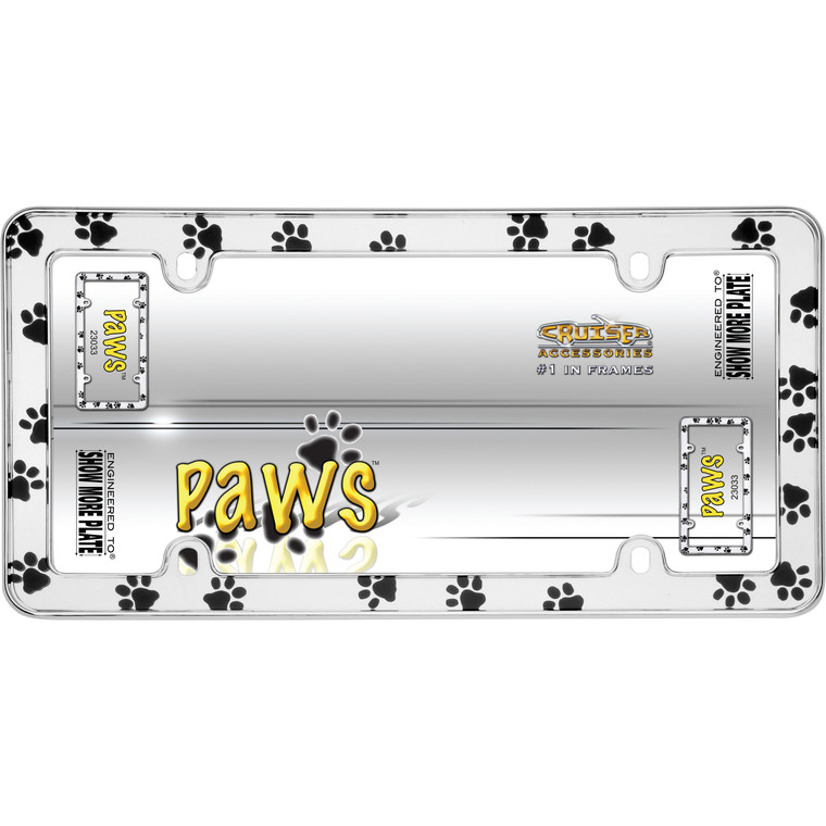 Cruiser Accessories 23033 Paws License Plate Frame - Chrome - 23033 Cruiser Accessories 23033 Paws License Plate Frame - Chrome - 23033
