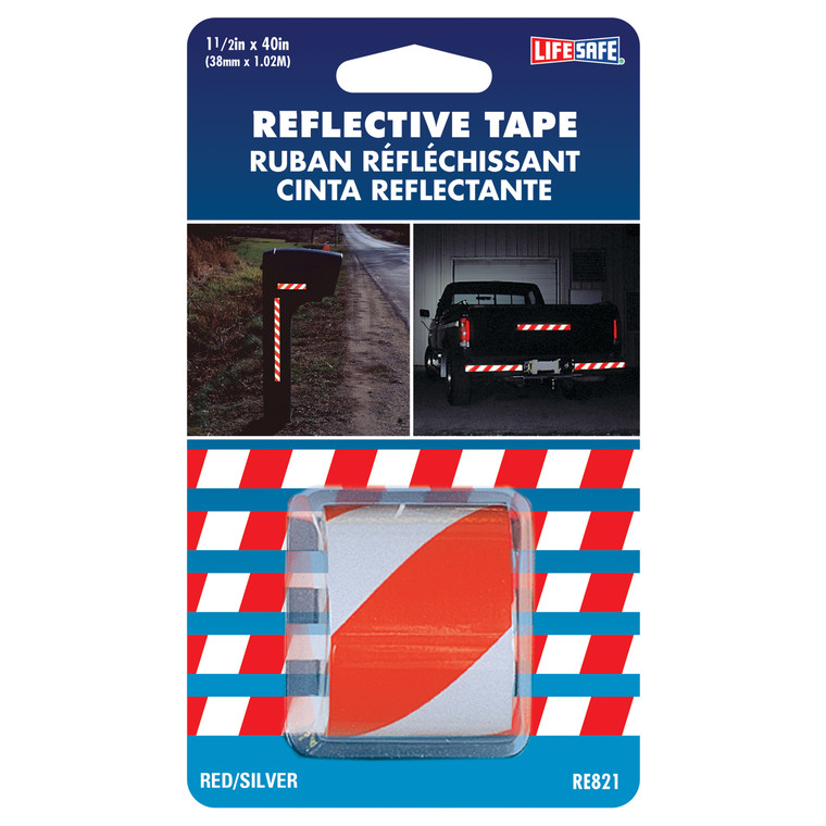 Incom RE821 Life Safe Red/Silver Reflective Tape - 1.5 in. x 40 in. Eng. Grade - RE821