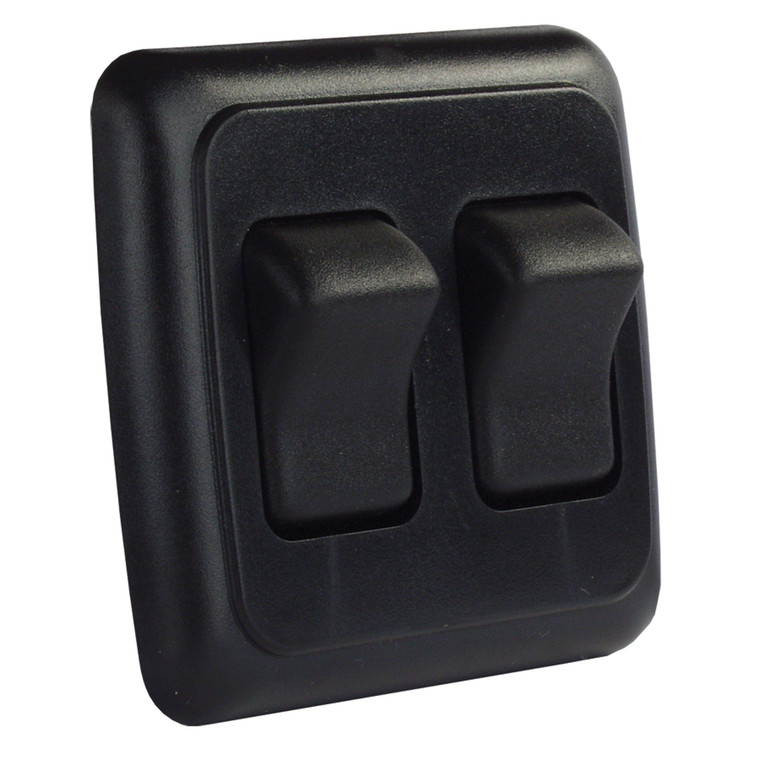 JR Products 12235 On/Off Switch with Bezel - Double Switch, Black - 12235