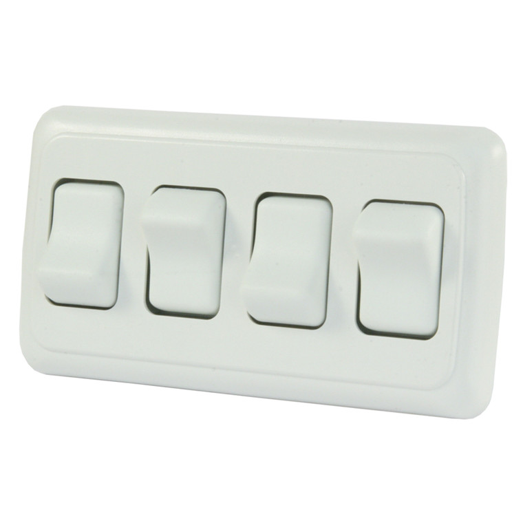 JR Products 12331 On/Off Switch with Bezel - Quad Switch, White - 12331