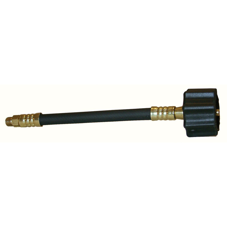 Marshall Excelsior MER425-30P Flexible Pigtail Hose with Green Female Type 1 Acme Nut x 1/4" Male Inv. Flare - 30", Retail Packaged - MER425-30P