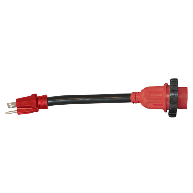 Valterra A10-1530D Mighty Cord Detachable 12" Locking Adapter Cord - 15AM to 30AF, Red (Bulk) - A10-1530D