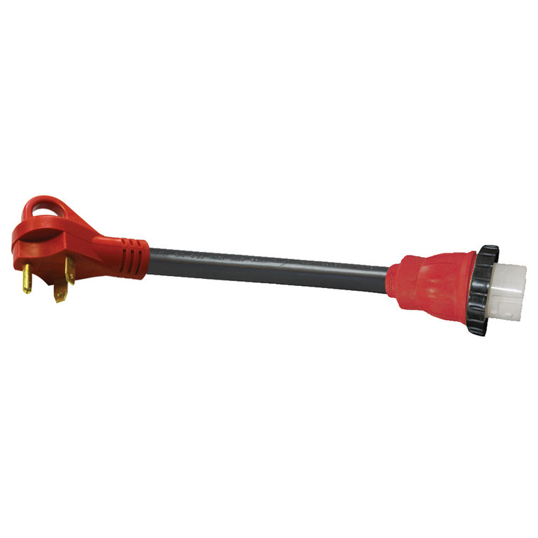 Valterra A10-3050HDVP Mighty Cord Detachable 12" Adapter Cord with Handle - 30AM to 50AF, Red (Carded) - A10-3050HDVP