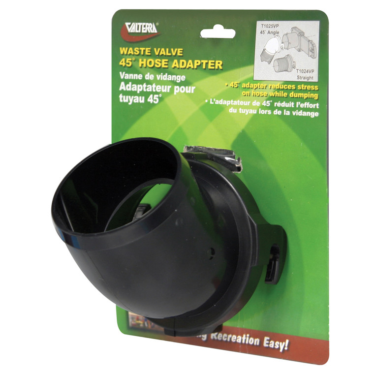 Valterra T1025VP Hose Adapter - 45°, Black, Carded - T1025VP