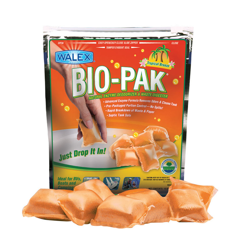 Walex BIOTROPBG Bio-Pak Holding Tank Deodorizer - Tropical Breeze, 10 Pack - BIOTROPBG