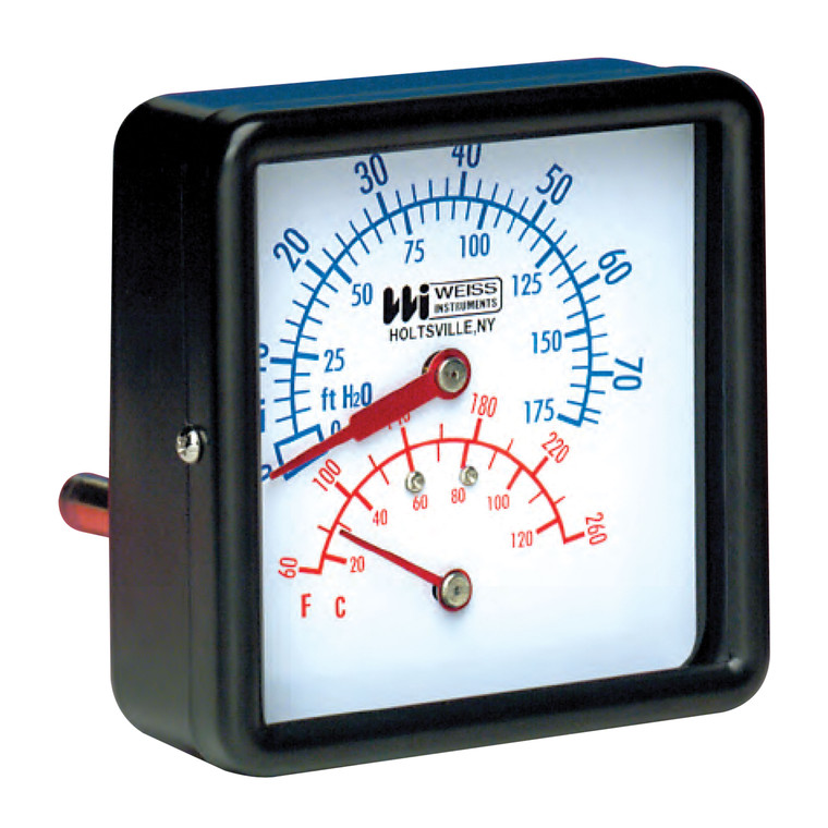Weiss Instruments CTP40RSX Tri-O-Meter - 1/2" NPT Rear - CTP40RSX