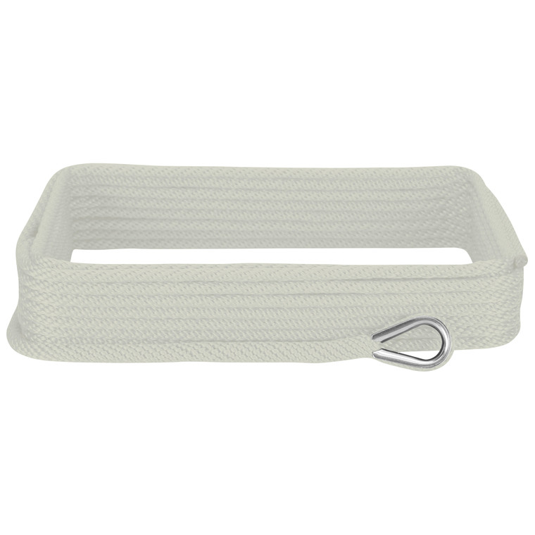 Extreme Max 3006.2045 BoatTector Solid Braid MFP Anchor Line with Thimble - 3/8" x 50', White - 3006.2045