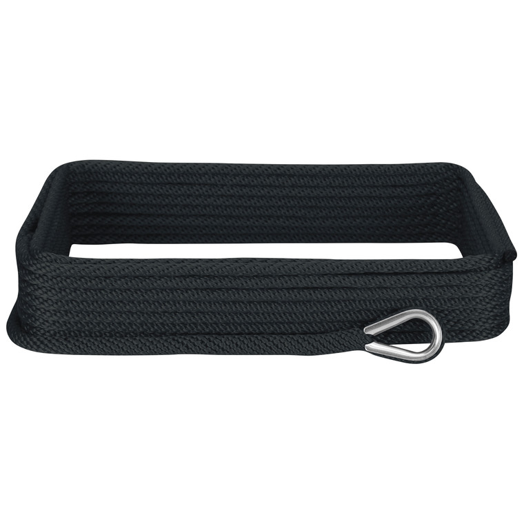 Extreme Max 3006.2048 BoatTector Solid Braid MFP Anchor Line with Thimble - 3/8" x 50', Black - 3006.2048