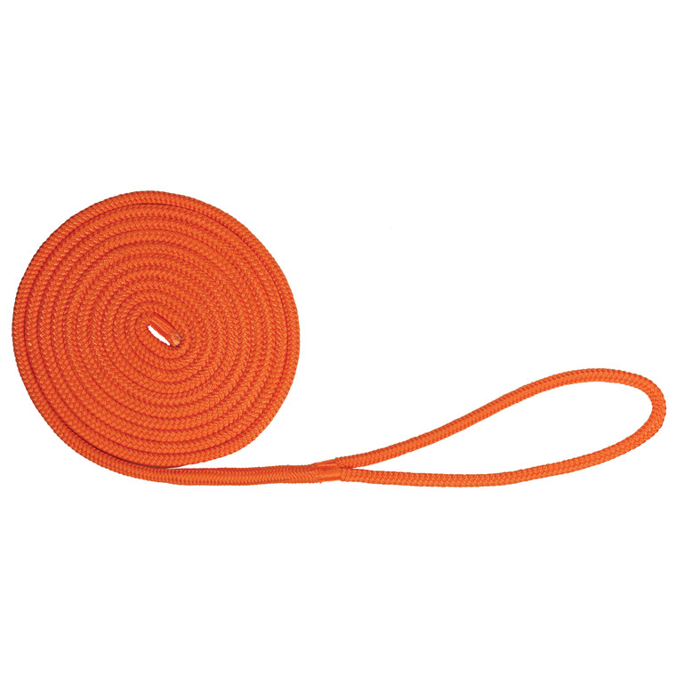 Extreme Max 3006.2448 BoatTector Double Braid Nylon Dock Line - 1/2" x 15', Neon Orange - 3006.2448