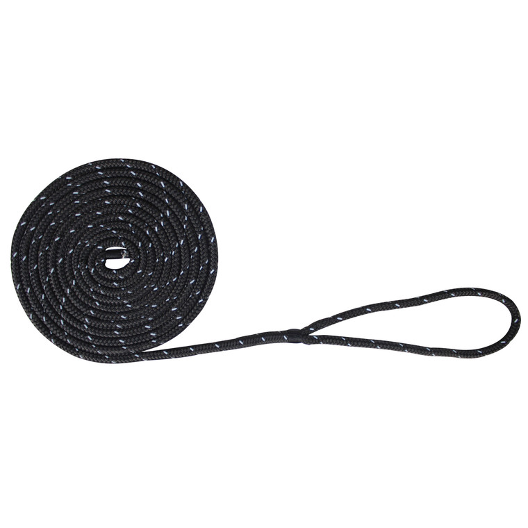 Extreme Max 3006.2469 BoatTector Double Braid Nylon Dock Line - 3/8" x 20', Black with Reflective Tracer - 3006.2469