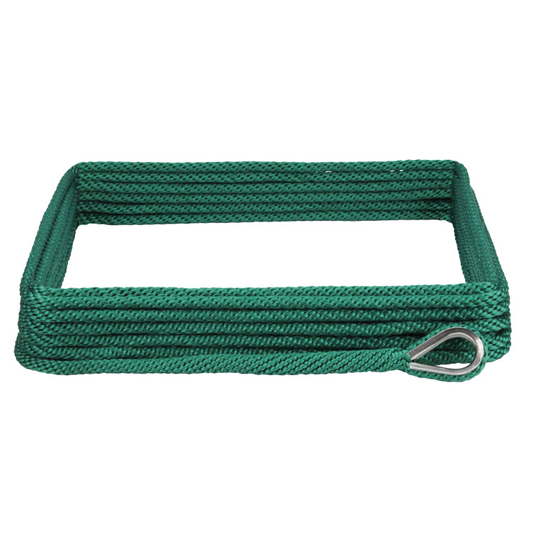 Extreme Max 3006.2663 BoatTector Solid Braid MFP Anchor Line with Thimble - 3/8" x 150', Forest Green - 3006.2663
