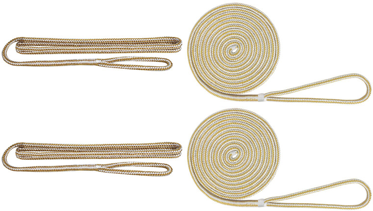 Extreme Max 3006.2687 BoatTector Premium Double Braid Nylon Dockside Rope Value Pack - 1/2", White & Gold - 3006.2687