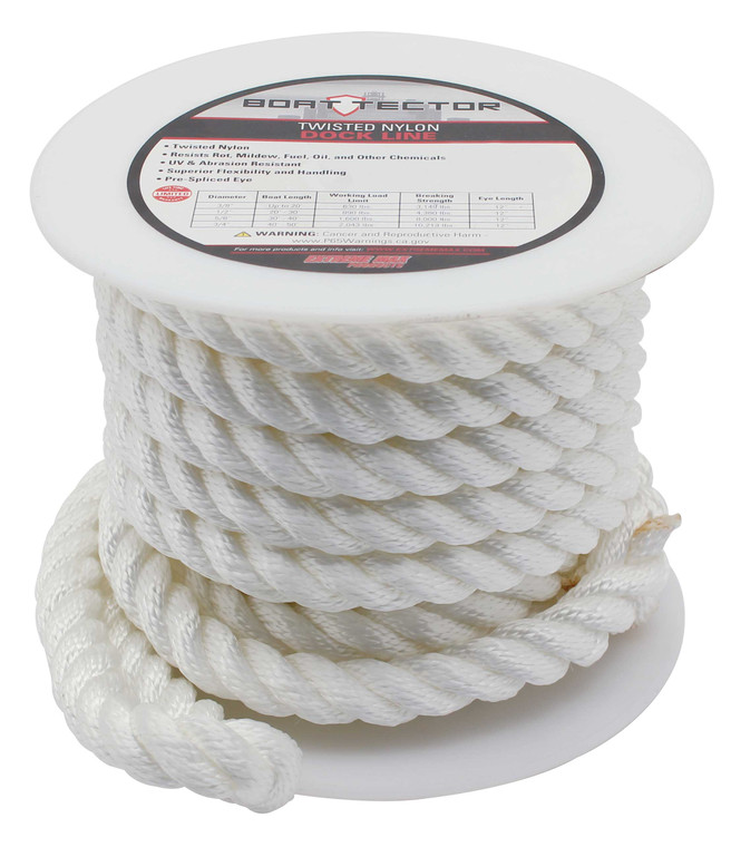 Extreme Max 3006.2839 BoatTector Twisted Nylon Dock Line - 3/4" x 40' White - 3006.2839