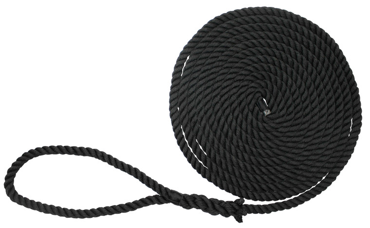 Extreme Max 3006.2852 BoatTector Twisted Nylon Dock Line - 1/2" x 15', Black - 3006.2852