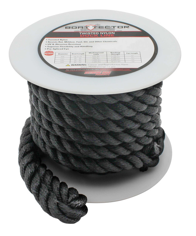 Extreme Max 3006.2869 BoatTector Twisted Nylon Dock Line - 3/4" x 30', Black - 3006.2869