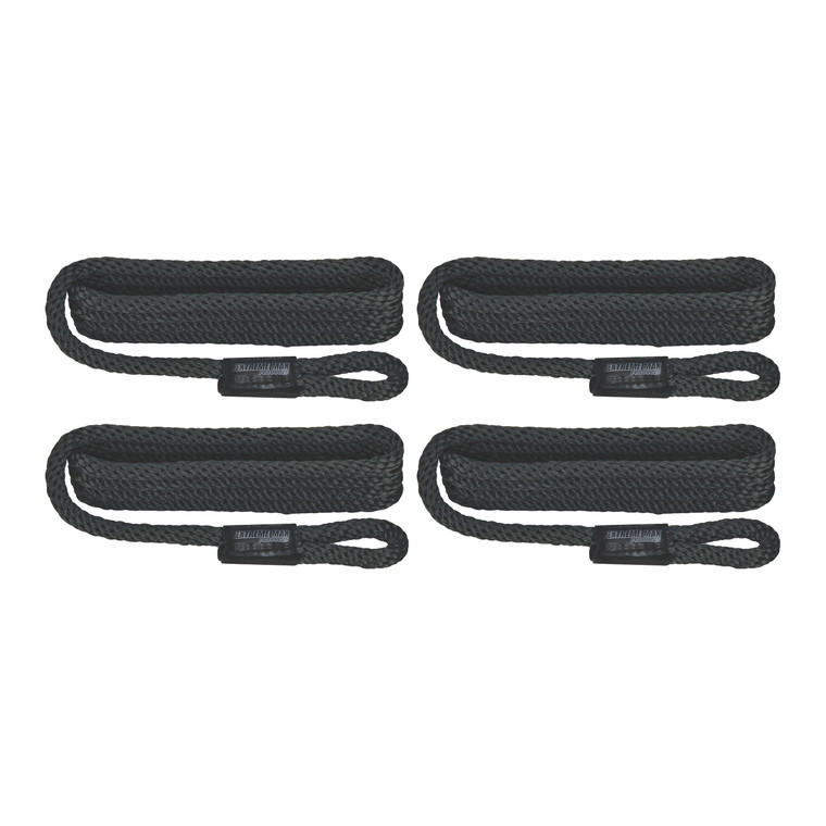 Extreme Max 3006.2996 BoatTector Solid Braid MFP Dock Line Value 4-Pack - 3/8" x 15', Black - 3006.2996