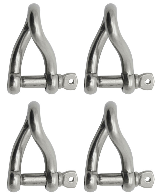 Extreme Max 3006.8213.4 BoatTector Stainless Steel Twist Shackle - 1/4", 4-Pack - 3006.8213.4