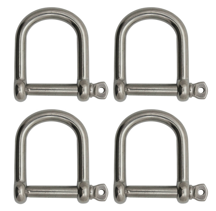 Extreme Max 3006.8225.4 BoatTector Stainless Steel Wide D Shackle - 1/4", 4-Pack - 3006.8225.4
