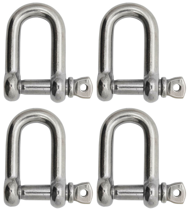 Extreme Max 3006.8246.4 BoatTector Stainless Steel D Shackle - 1/2", 4-Pack - 3006.8246.4