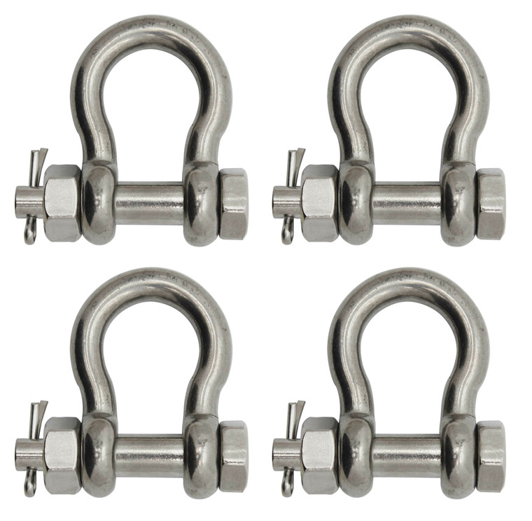 Extreme Max 3006.8366.4 BoatTector Stainless Steel Bolt-Type Anchor Shackle - 1/4", 4-Pack - 3006.8366.4