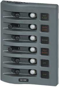 Blue Sea Systems - Panel Wd 12vdc Clb 6 Pos Gray - 4376
