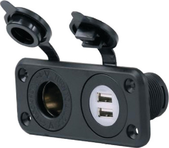 Marinco - 12v Dual Usb&rec Combo W/pl - 12VCOMBO