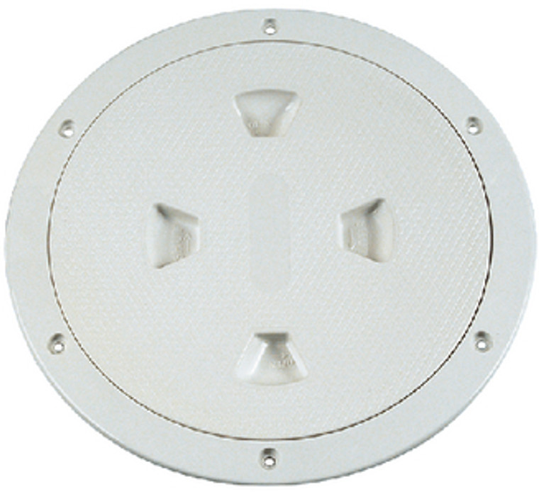 Beckson Marine - Deckplate 8in Wht Screw Nonski - DP84W Beckson Marine - Deckplate 8in Wht Screw Nonski - DP84W