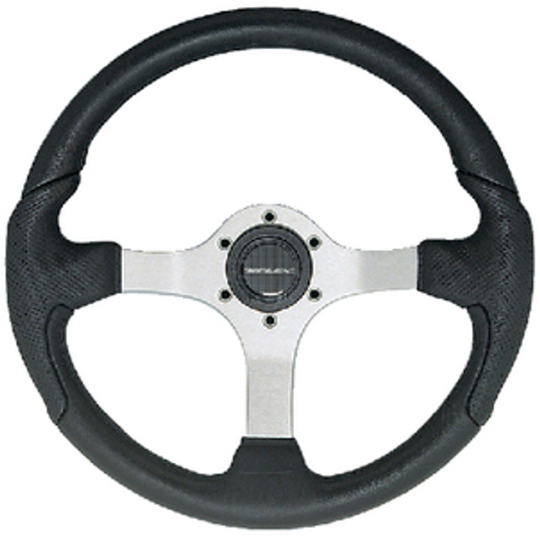 Uflex - Steering Wheel Silver Blk Grip - NISIDABS Uflex - Steering Wheel Silver Blk Grip - NISIDABS