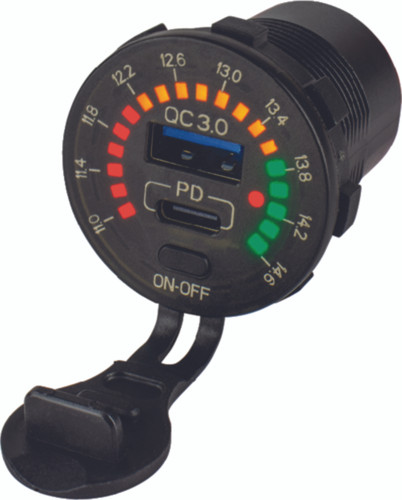 Sea-Dog Line - Rainbow Volt Meter W/usb-c - 426519-1