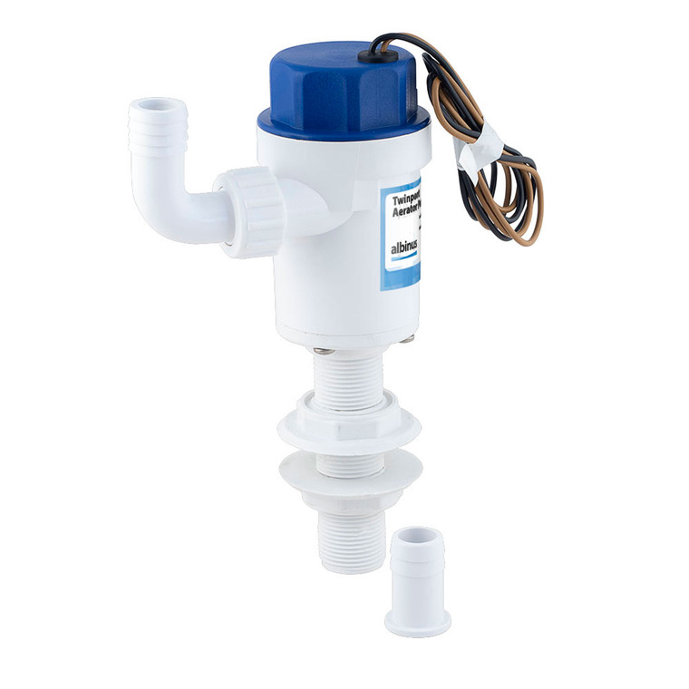 Albin 01-05-079 Twinport Aerator Pump - 12V, 750 GPH with Straight Tube - 01-05-079 Albin 01-05-079 Twinport Aerator Pump - 12V, 750 GPH with Straight Tube - 01-05-079