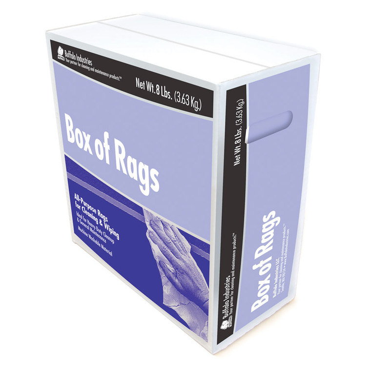 Buffalo 10392 Recycled Industrial White T-Shirt Cloth Rags - 8 lbs. Box - 10392