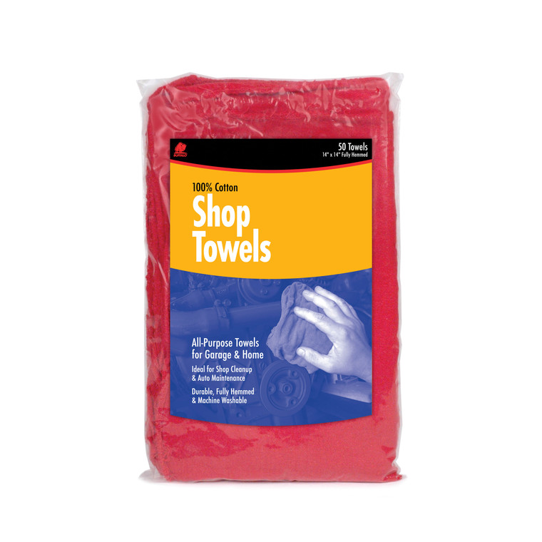 Buffalo 62017 Red Cotton Shop Towels - 14" x 14", 50 Pack - 62017