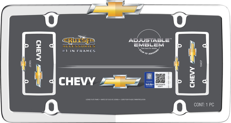 Cruiser Accessories 10437 License Plate Frame - Chevy, Chrome-Plated Metal - 10437 Cruiser Accessories 10437 License Plate Frame - Chevy, Chrome-Plated Metal - 10437