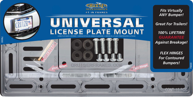 Cruiser Accessories 79000 Universal License Plate Mount - Clear - 79000